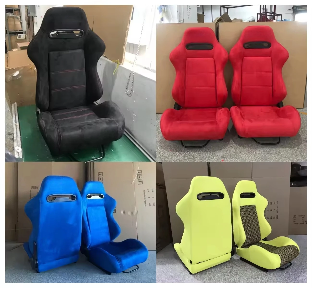 1035  Red Suede  BLACK Pvc Blue Cloth   Universal Sport Racing Car Seat SPD Bucket with Double Slider  in Stock