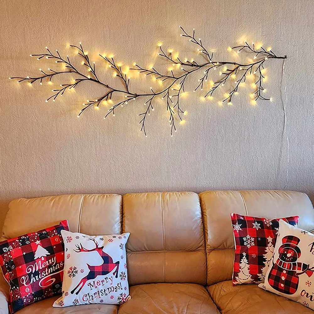 

144 Enchanted Willow Vine LED Light Bendable Lighted Vine Wall Tree Branch for Christmas Home Party Wall Bookshelf Mantel