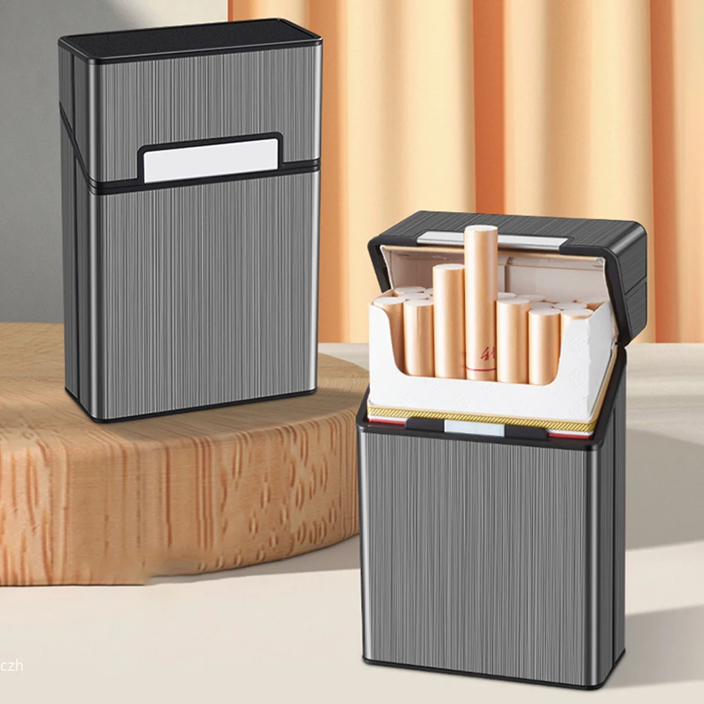 Portable 20pcs Aluminum Cigarettes Case Regular King Size Plastic Cigar Tobacco Holder Box Storage Container Smoking Accessories