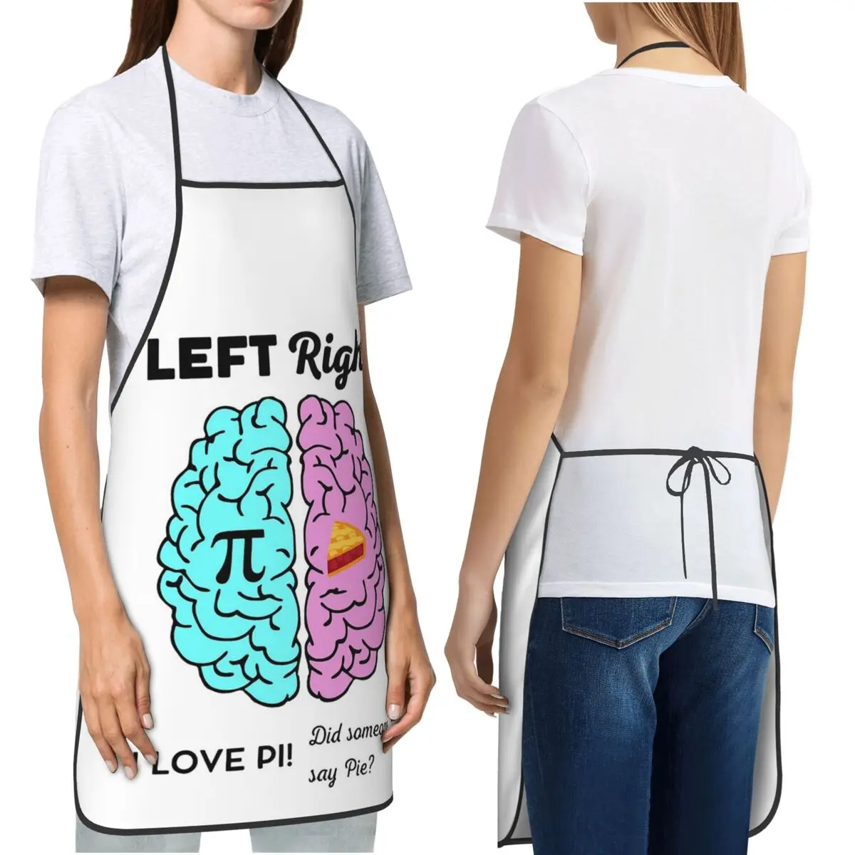 Left Right Brain Hemisphere Pi Pie Math Joke Aprons Chef Cooking Cuisine Tablier Bib Kitchen Cleaning Pinafore for Women Men
