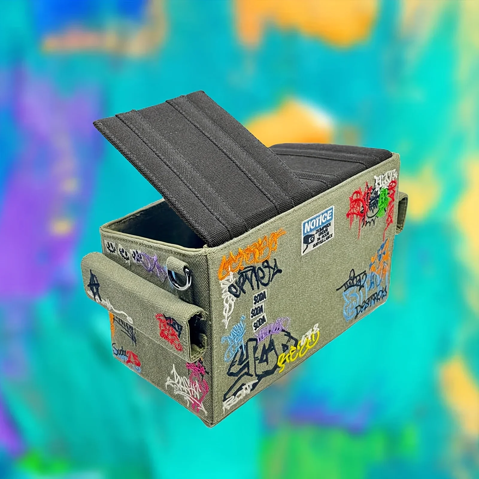 Anime-inspirierte Schulter-Umhängetasche mit 3D-Graffiti-Stickerei, quadratische Tasche mit großem Fassungsvermögen für Männer, Frauen, Jungen und Mädchen – Detail 5