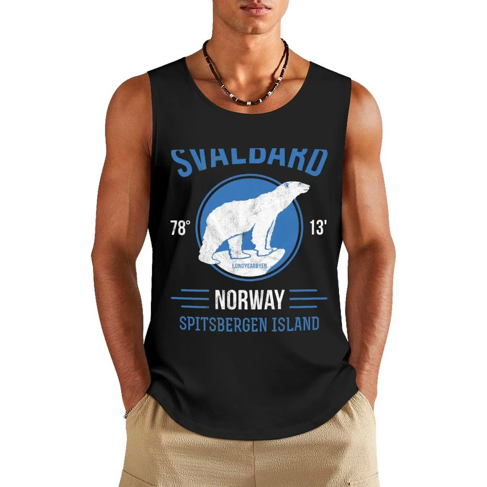 Svalbard Polar Bear - Longyearbyen Norway Tank Top Vest T-shirt men Men's singlets gym accessories man