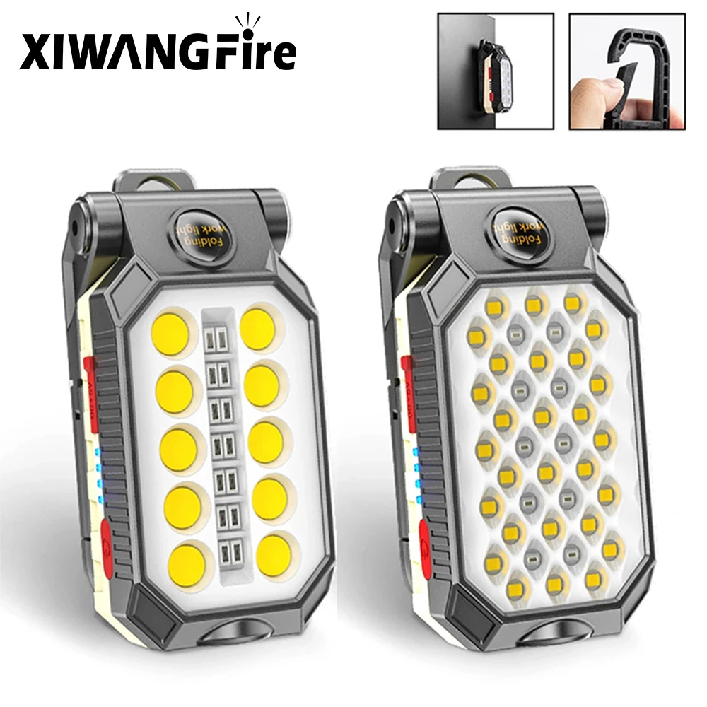 

Multi-function Work Light Floodlight Built-in Battery Magnetic Suction Can Be Suspended Power Display Flashlight Glare Repair