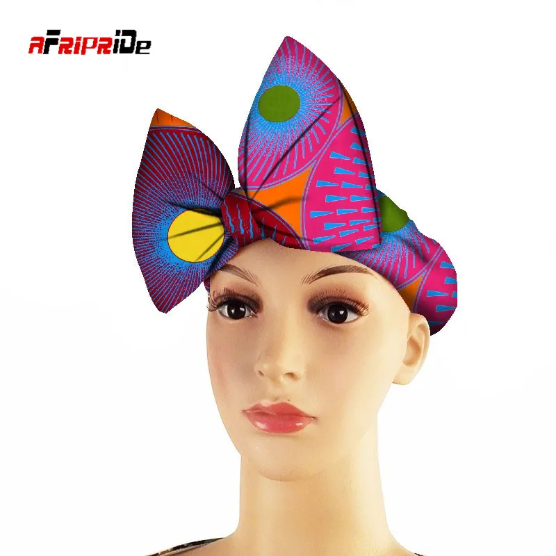 Afripride New Fashion Headbands for Women Girls African Batik Print Headbands Bownot Print Fabric Big Bow Hairbands WYA013