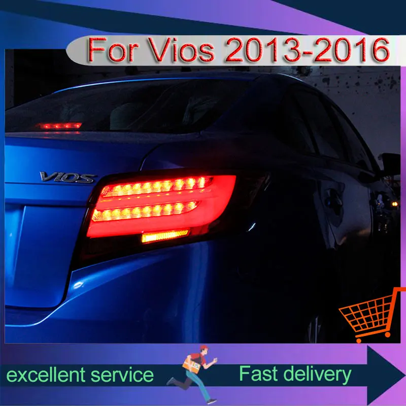 Taillights For Toyota Vios 2013-2016 Year Tail Lamps Assembly Modified With Halogen Reversing Turn Signal Rear Lights Automobile