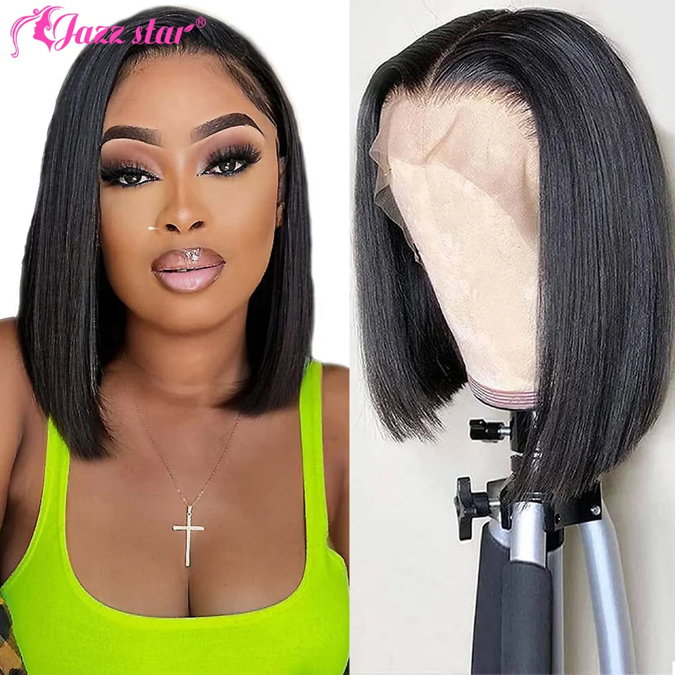 Brazilian Straight Bob Hair Wig Human Hair 13x4 Bob Wig Lace Front Human Hair Wigs Jazz Star Pre Plucked Transparent Bob Wig