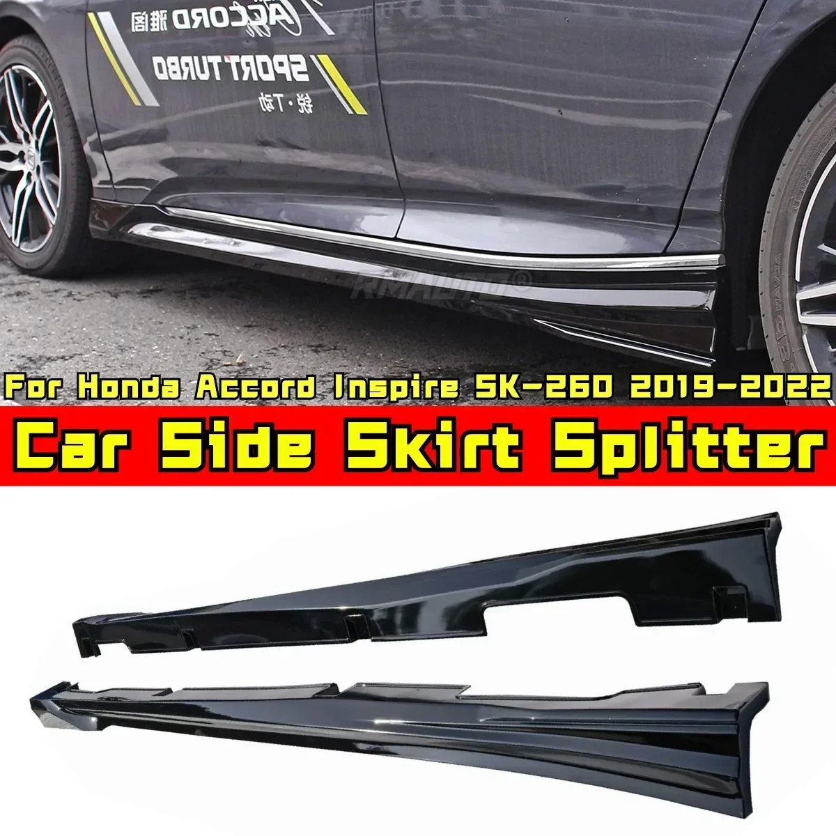 For Honda Accord Inspire 2019-2022 Body Kit Side Skirt Guard Carbon Fiber Look SK-260 Style Side Skirt Apron Car Accessories