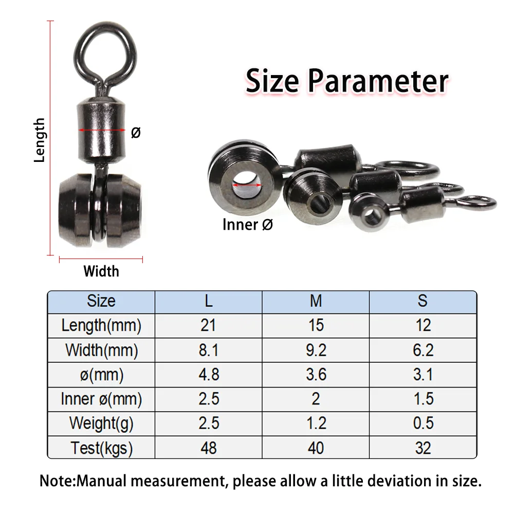 LIONRIVER 3 Way Bearing Swivels  Heavy Duty Cross Line Rolling Swivels Freshwater Saltwater Fishing Rigs Connector Accessories