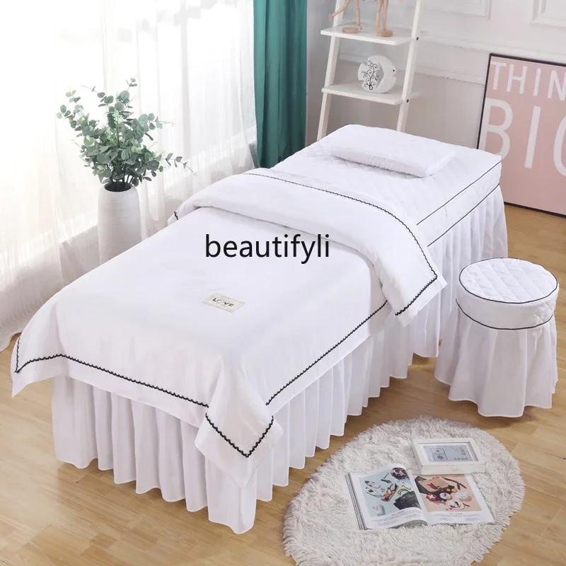 

smt03 Facial Bed Four-Piece Set Four Seasons Universal Brushed Cotton Facial Bed Bedding Containing Duvet Insert