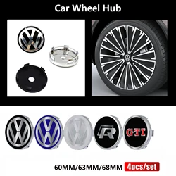 60/63/68mm 3D Styling Car Wheel Hub Center Caps Rim Emblem Cover Stickers For Volkswagen 4 Motion Blue Motion Touran GTI R Line