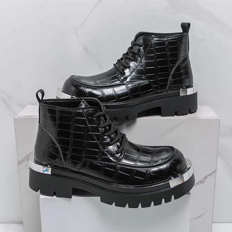 

Fashion British Style Men Shoes Lace-up Thick Bottom Male Waterproof Warm Boots Man Casual Motorcycle Shoes Classic Men's Boots