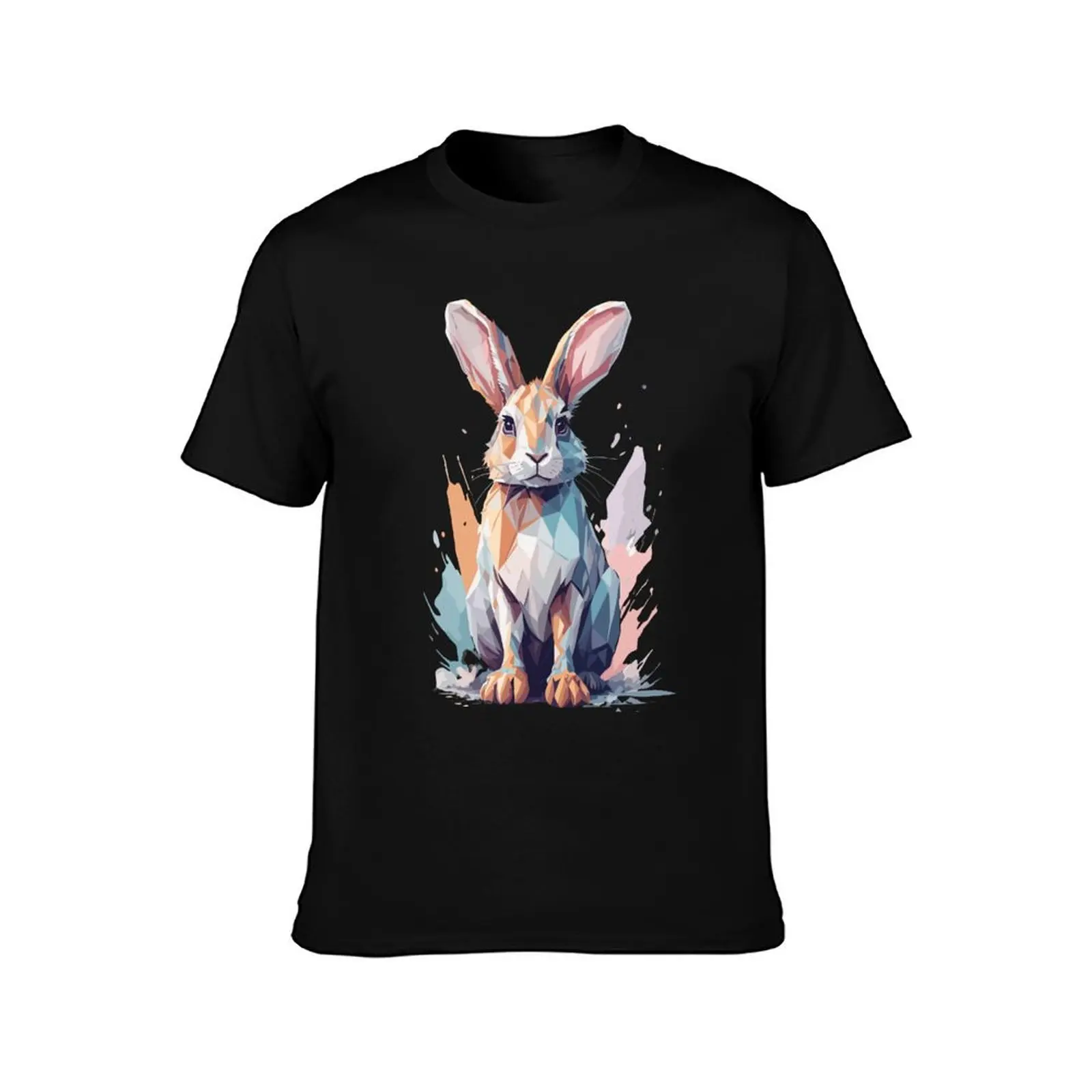 Polygon Watercolor Rabbit T-Shirt hippie clothes anime t shirts Short sleeve tee men