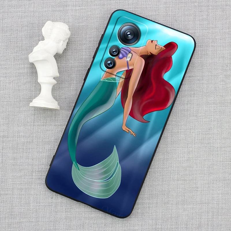 Syrenka Księżniczka Kreskówka Disney Dla Xiaomi Mi 13T 13 12T 12 11T 11i 11 A3 10T 10 9 Pro Lite Ultra 5G Czarne etui na telefon TPU