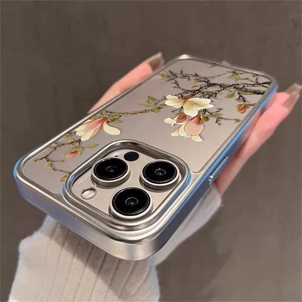 Blumen-Handyhülle für iPhone 17 15 13 14 16 11 12 Pro Max Plus 16 15 17 XR XS Hüllen Transparente Beschichtung Drop Plum Blossom Cover – Detail 12