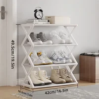 4 Tier Shoe Organizer, Foldable Shoe Rack Space Saving Standing Shoe Storage Organizer for Closet Hallway Entryway Bedroom - Image 2