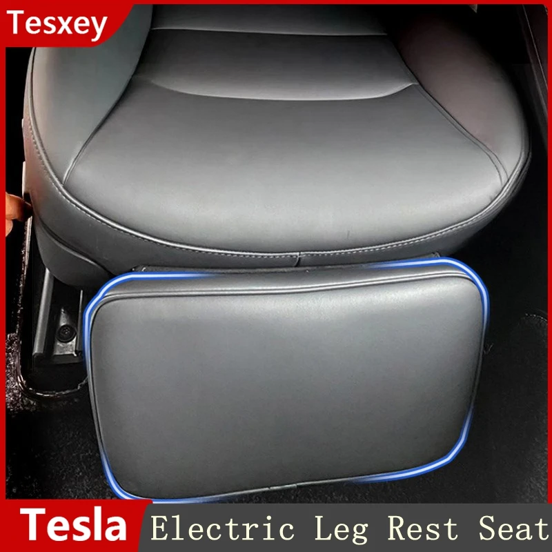 Electric Seat Leg Rest For Tesla Model 3 Y 2023 Adjustment 80° Leather Extension Seat Mat Rest Leg Knee Pad Accessories