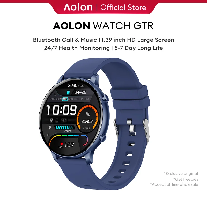 Aolon GTR Smart Watch 1.39Inch HD Bluetooth Call Sport Fitness Tracker Calorie Calculation Waterproof Smartwatch For Men Women