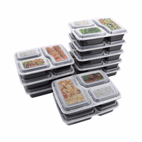 10Pcs Microwave Safe Meal Prep Containers 3 Compartment Food Storage Boxes Stackable Bento Lunch Boxes For School Travel