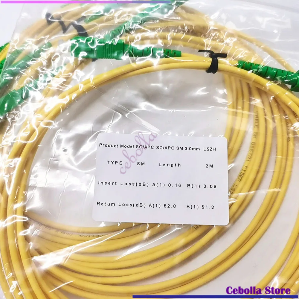 SC/APC 광섬유 패치 코드, 1m 점퍼 단일 모드 SimplexSC APC SM Simplex 3.0mm FTTH, 로트당 10 개