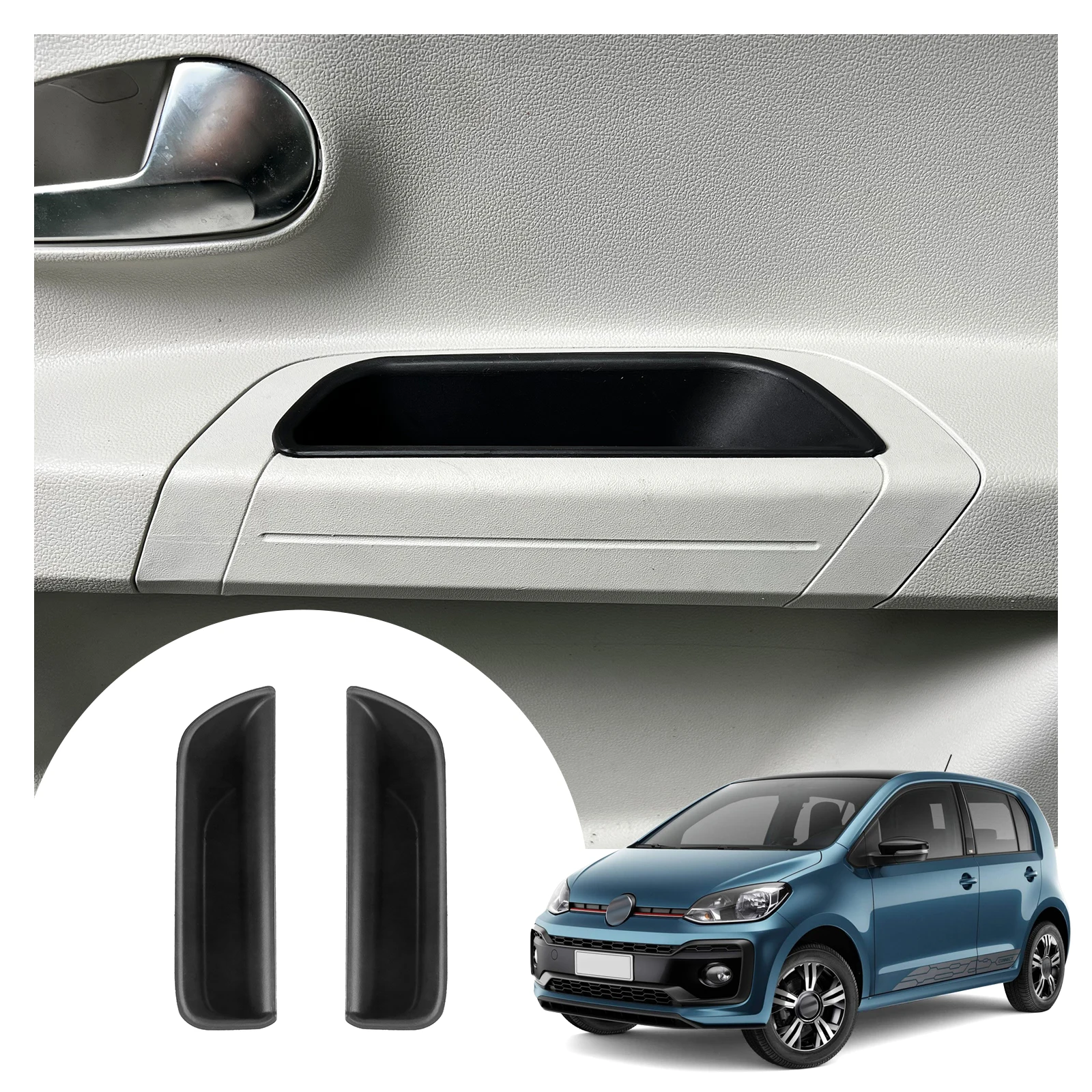 RUIYA For Up/Seat Mii/Skoda Citigo 2013-2019 Car Door Side Storage Pallets Armrest Container Box Phone Tray Accessories 2 Pcs