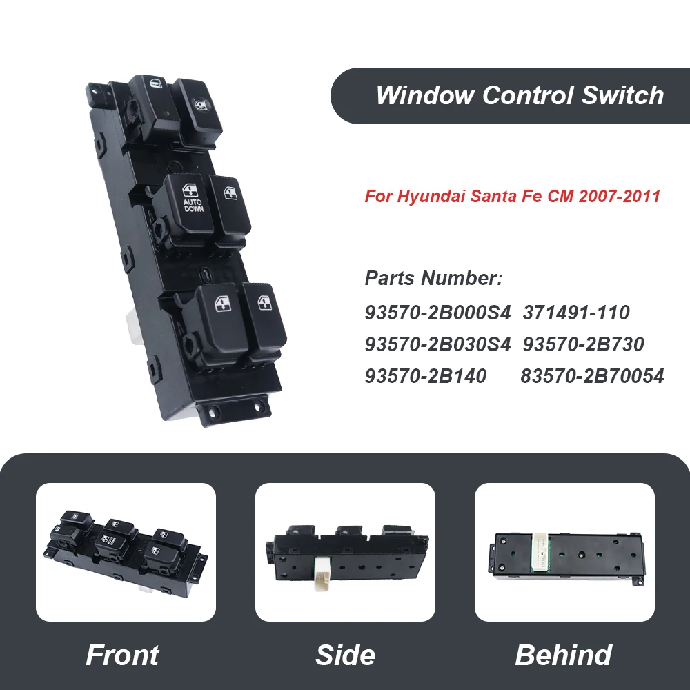 

93570-2B000 Driver Left Front Electric Power Window Switch For Hyundai Santa Fe CM 2007 2008 2009 2010 2011 New 93570-2B000S4