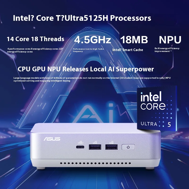 

NUC14 Pro+Mini Mini Host High Performance Commercial AI Office Desktop Computer Core Ultra9-185H Silver Edition