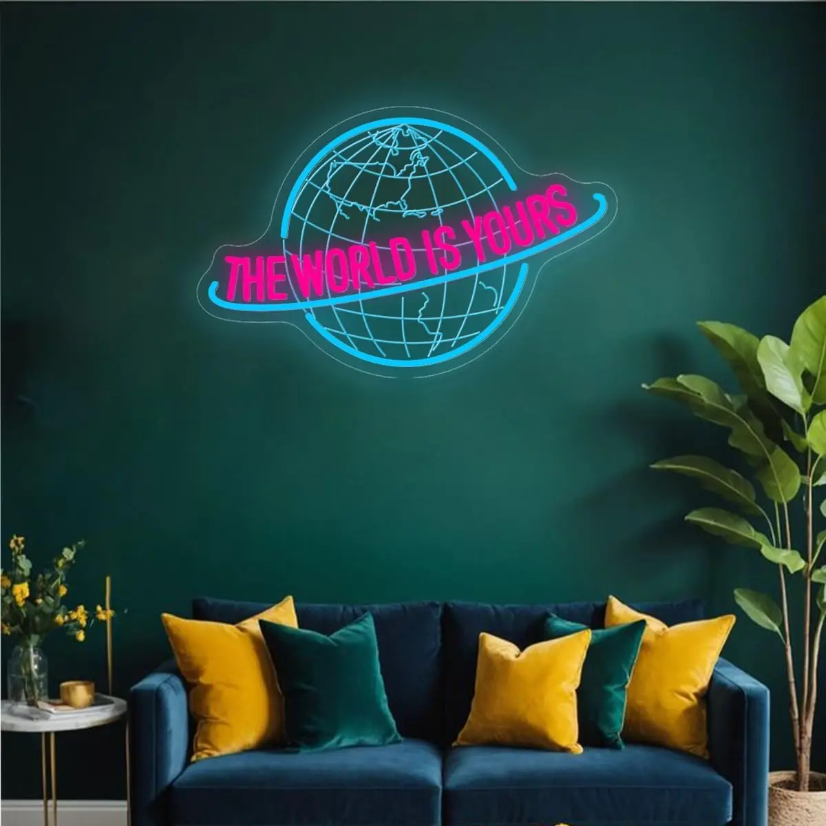 The World Is Yours Neon Sign USB Planet LED Lights for Party Tiki Bar Gaming Room Bedroom Decoration Neon Personnalisé Gift - view 5