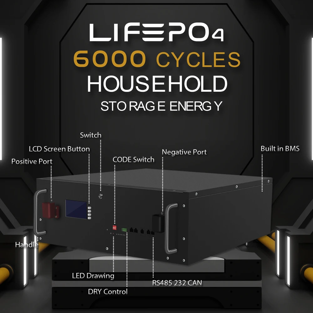 ชุดแบตเตอรี่ LiFePO4 200AH 48โวลต์10KW แบตเตอรี่ลิเธียมพลังงานแสงอาทิตย์6000รอบ RS485กระป๋อง16วินาที100A BMS สูงสุด32ขนานสำหรับอินเวอร์เตอร์ไม่ต้องเสียภาษี