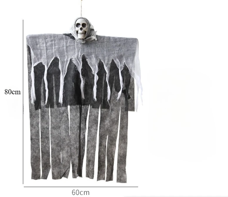 1 Stück Halloween Leuchtender Totenkopf Skelett-Gaze Hängender Geist Heim- und Gartendekoration Halloween-Party Horror-Geister-Requisiten 2026