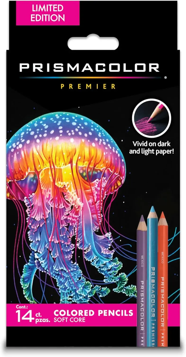 

Цветные карандаши с мягким грифелем для темной бумаги, лимитированная серия, 14 штук — идеально подходят для раскрашивания для взрослых, рисования и творчества.