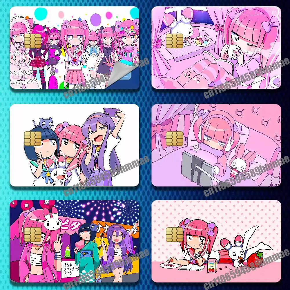 

For Cartoon Girl M-Menhera Chan Paper Sticker Case Credit Bank Subway ID Decorative Self-adhesive Card Cover Skin