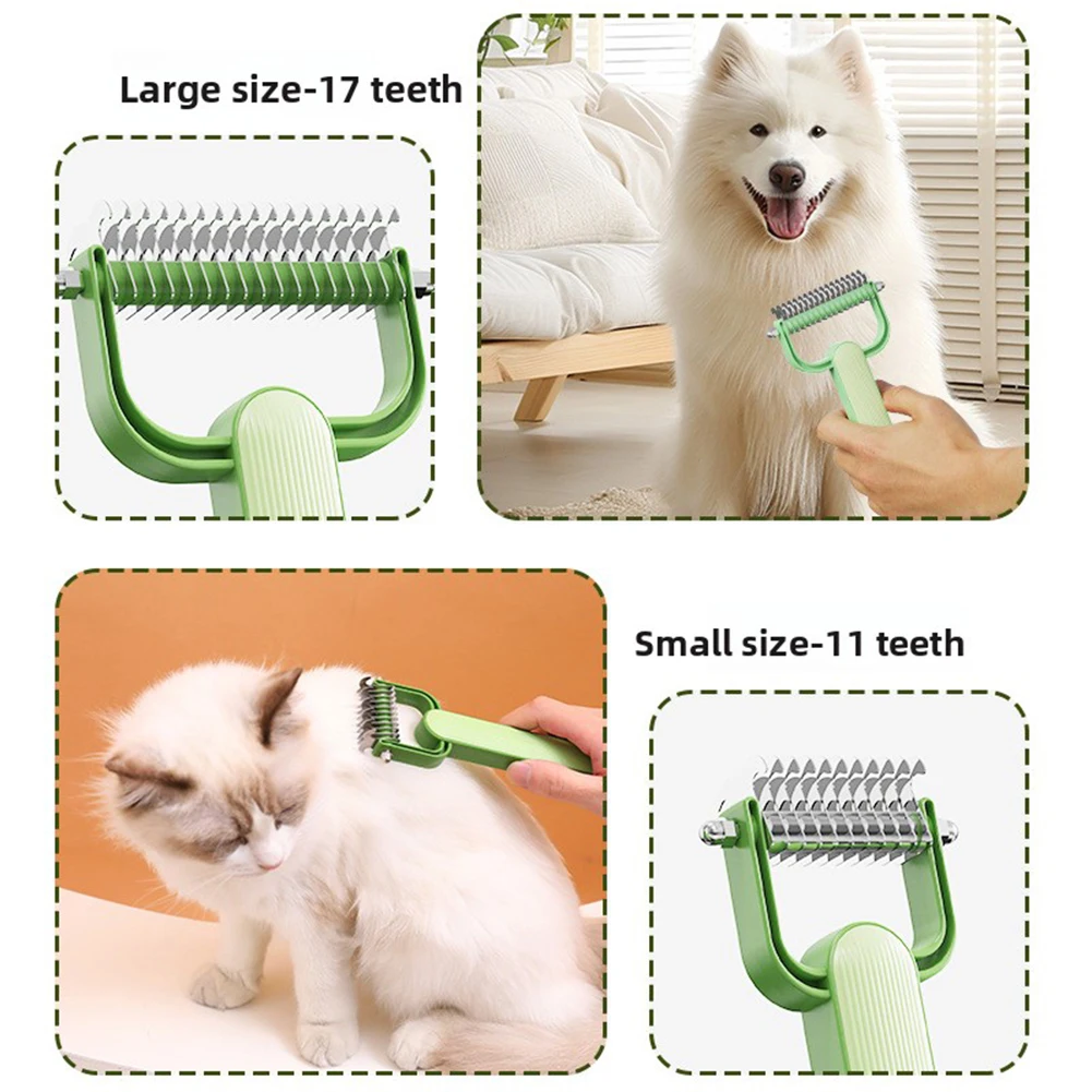 Pet Dematting Comb,Stainless Steel Double Sided Undercoat Rake For Cats,Professional Pet Grooming Tool Pet Accessories - view 3