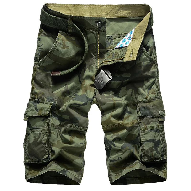 Summer Cargo Shorts Plus Size 40 Men\'s Thin Loose Multi-pocket Five-point Medium Pants Cotton Casual Camouflage Short Bottoms