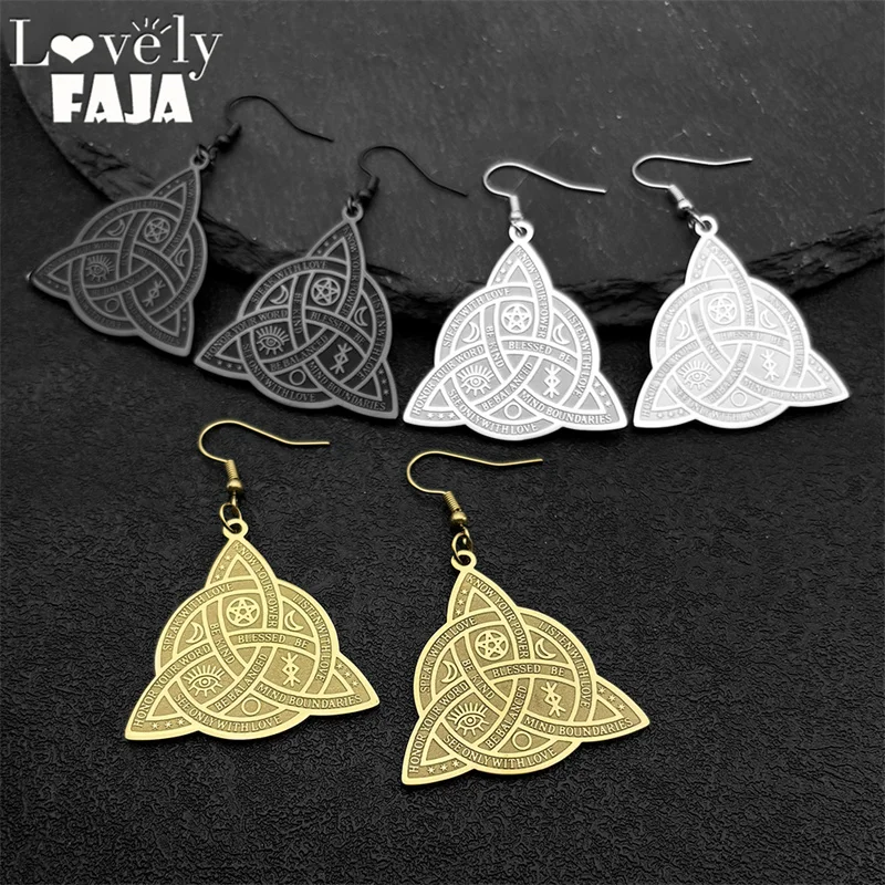 

Viking Witch Celtic Knot Hoop Earrings for Men Stainless Steel Odin Runes Witchcraft Drop Earrings Amulet Jewelry Gift E3081