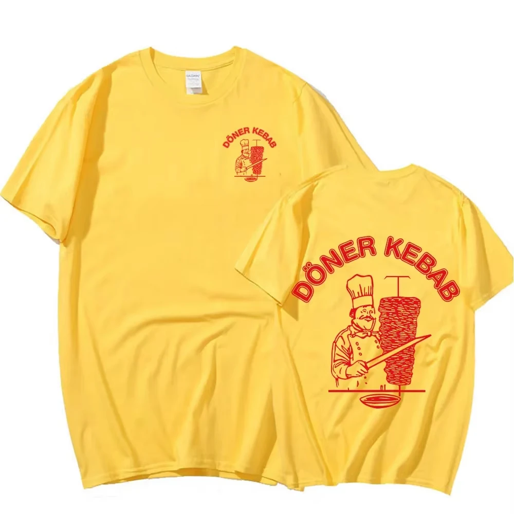 الصيف رياضي تي شيرت دونر كباب طباعة الملابس النسائية النقية قصيرة الأكمام بلايز مضحك المرأة تي شيرت Vintage للجنسين تي شيرت #2