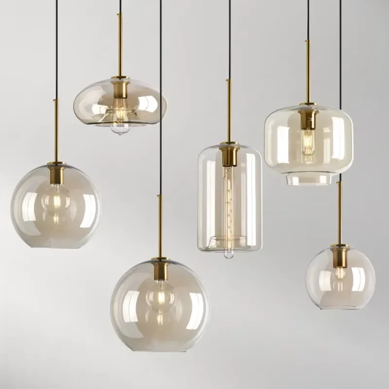 for Modern Single Head Industrial Style Ceiling Lamp  Restaurant Staircase Coffee Bar Glass Chandelier
