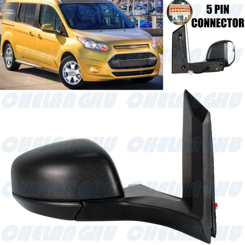 

For Ford Transit Connect 2014 2015 2016 2017 2018 2019 2020 2021 2022 US Version Right 5 pins Satin black Power adjust Mirror