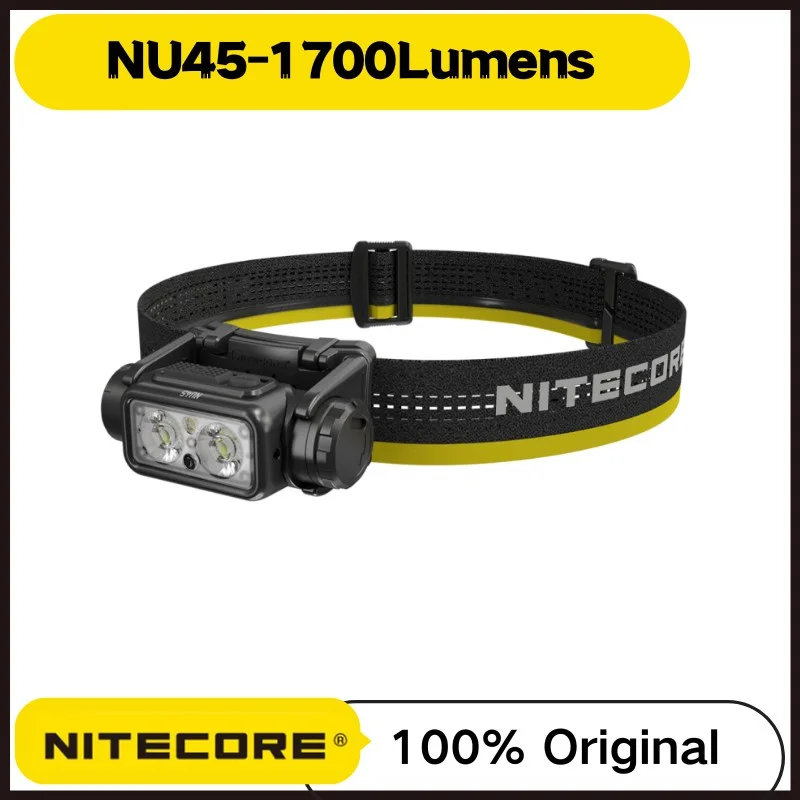 Nitecore nu45-c充電式ヘッドランプ,1700ルーメン,8 x nitelab,バッテリー内蔵,4000mah