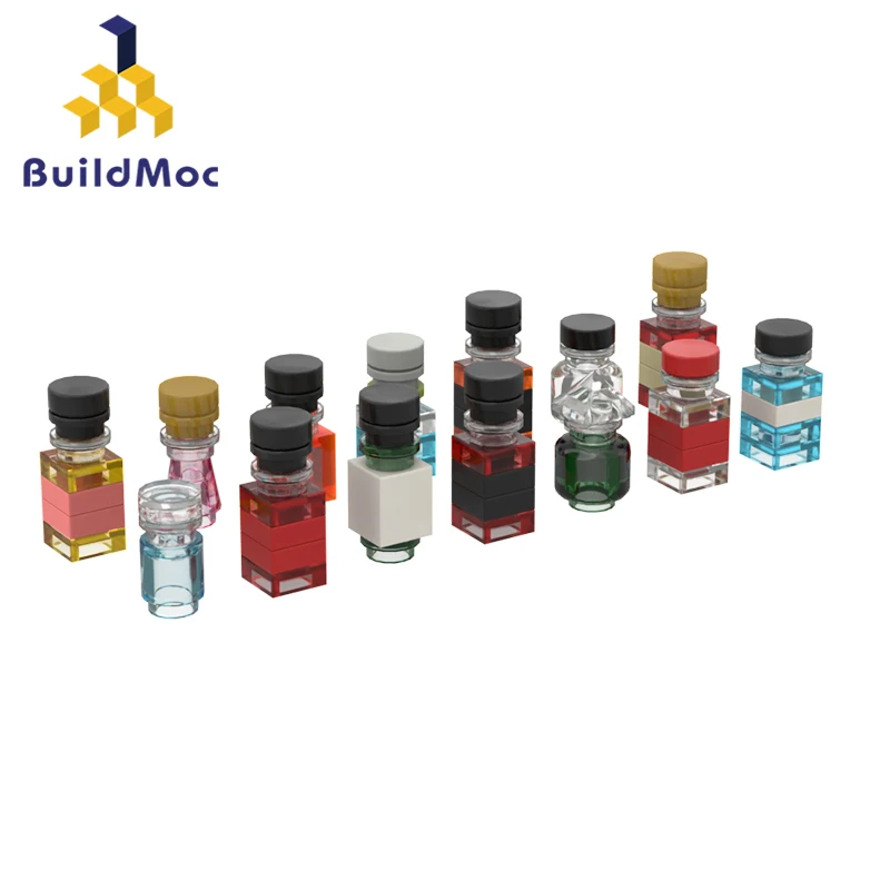 MOC Multi Transparent Color Wine Liquor Bottles Building Blocks Kit Assemble Particles Pot Jar Bricks Model Toys DIY Kids Gift