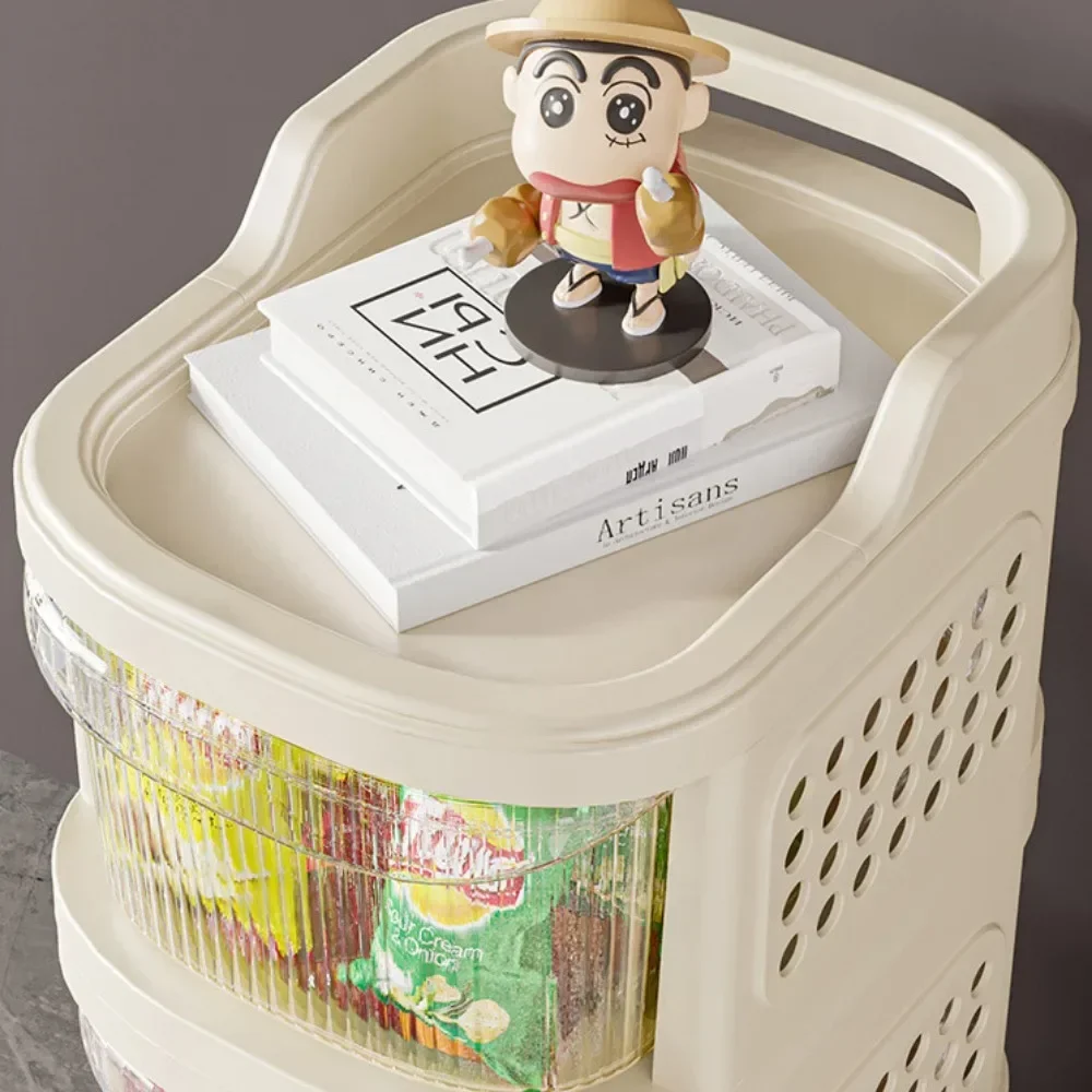 Multi-Layer Rolling Storage Rack Cart Drawer-Type Kitchen Storage Cart Transparent Kitchen Drawer Storage Cabinet With Handle 