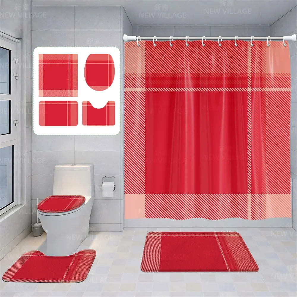 Home shower curtains bathroom Decora waterproof fabric non-slip bathmat water absorption curtain Modern geometric nordic simple