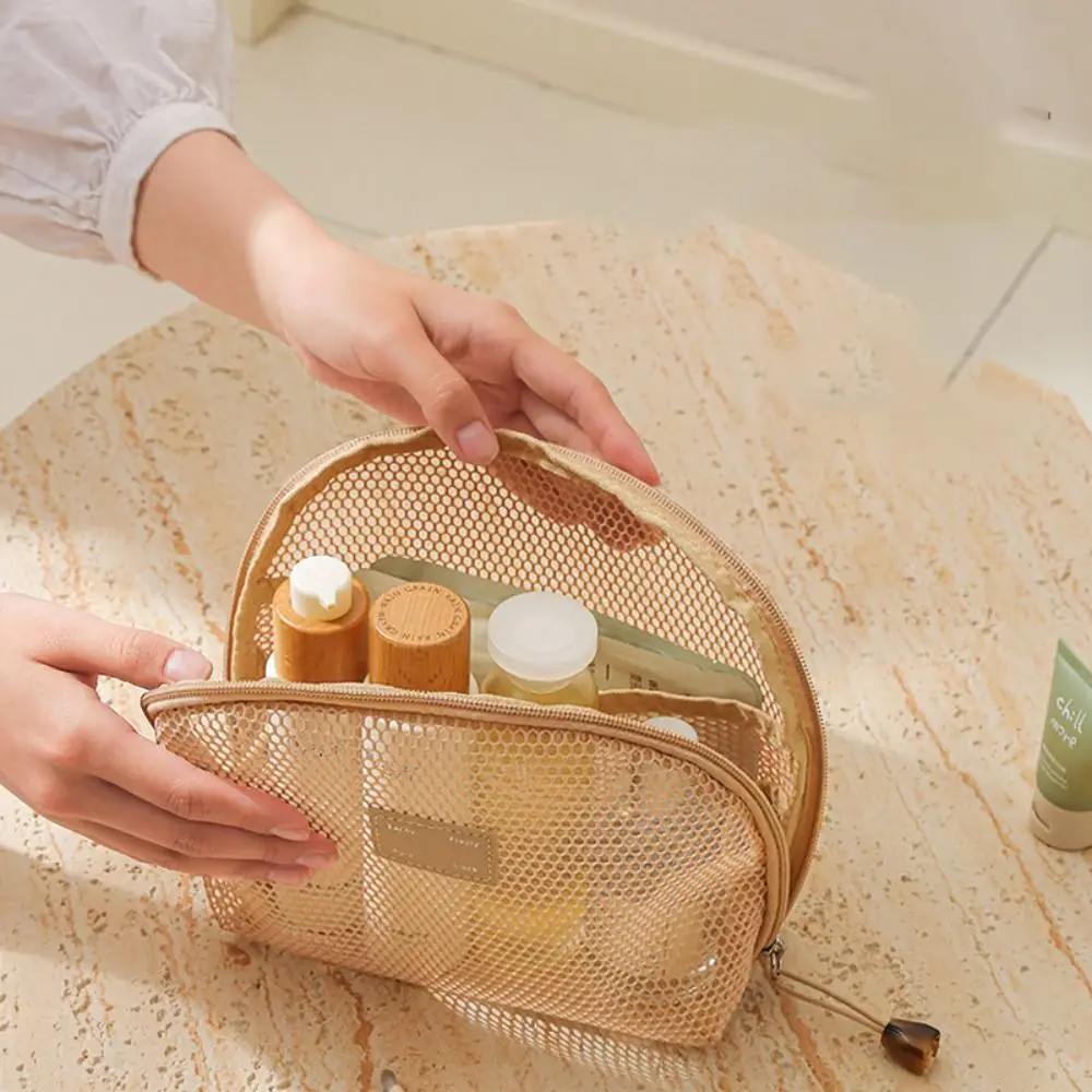 

Durable Solid Color Mesh Cosmetic Bag Zipper Bags S/M/L Makeup Pouch Dust-proof Lightweight Cosmetic Accessories Organizer Home