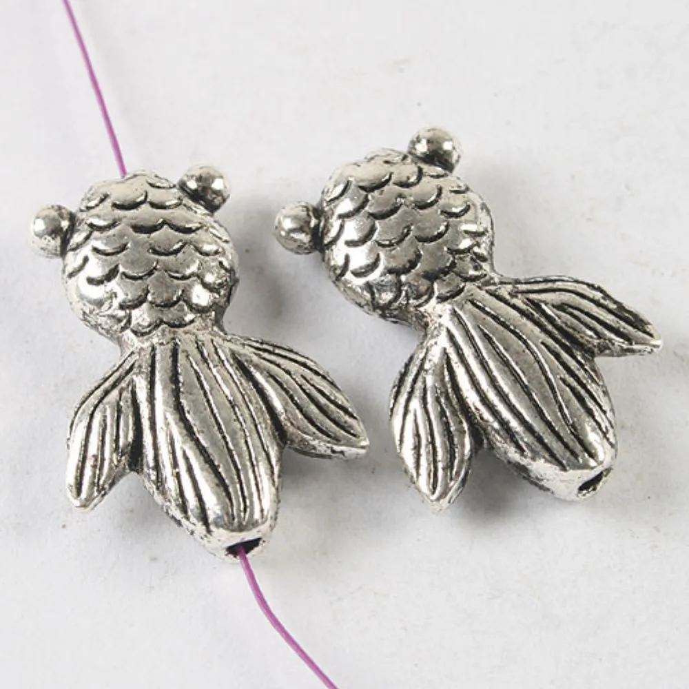 5PCS 22x16x5mm DARK SILVER TONE CUBIC GOLDFISH CHARM H3643