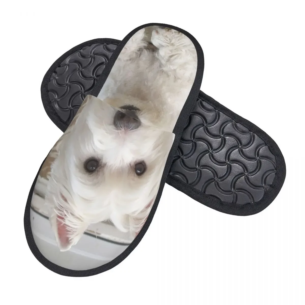 Custom Print West Highland White Terrier House Slippers Cozy Warm Pet Westie Dog Memory Foam Fluffy Slipper Indoor Outdoor Shoes