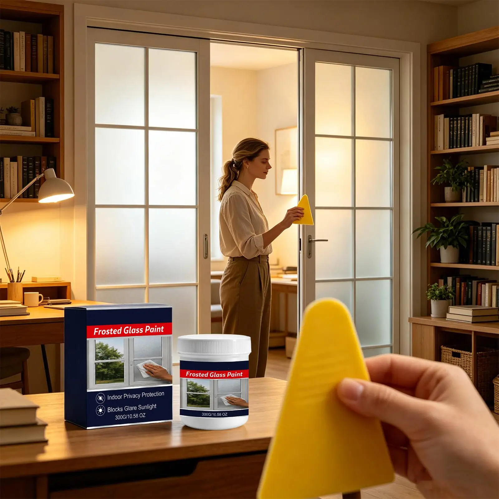 Frosted Glass Paint Kit Waterproof UV-Resistant Privacy Coating for Windows and Doors for Bathrooms, Kitchens, Bedrooms