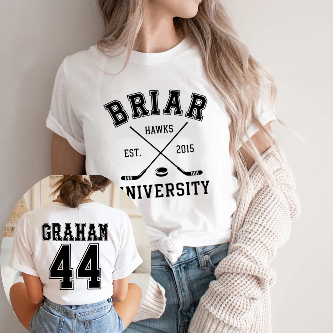 Briar University Graham 44 Hockey Two-Sided T-Shirt Briar U Hockey Romance Tee Unisex Short Sleeve T-shirt Bookish Gift Shirt