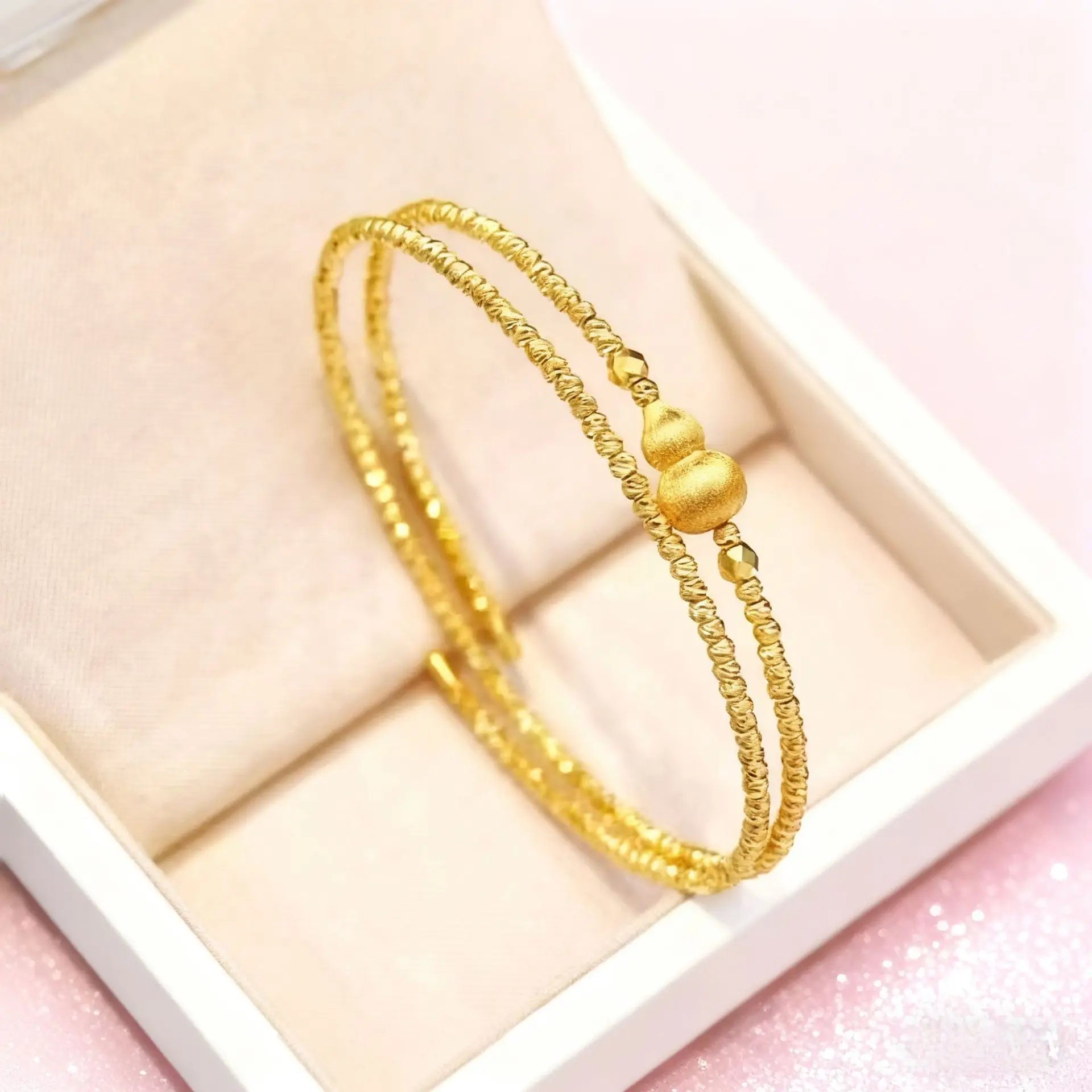 Little Gourd Bangle Women's 24K Gold AU999 - Pure gold small gourd, fortune attracting, daily versatile style