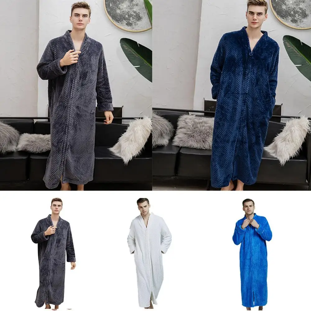 Winter Extra Long Men Bathrobe Plus Size Warm Coral Fleece Pajamas Women Men Bath Robe Bridesmaid Dressing Gown Wedding