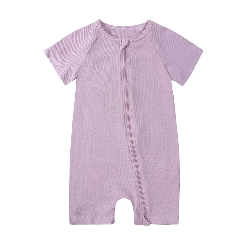 2026 Spring Newborn Baby Boy Romper Bamboo Infant Clothes Short Sleeve Ribbed Bodysuit Kid Girl Jumpsuit Sleeper Pajamas view 6