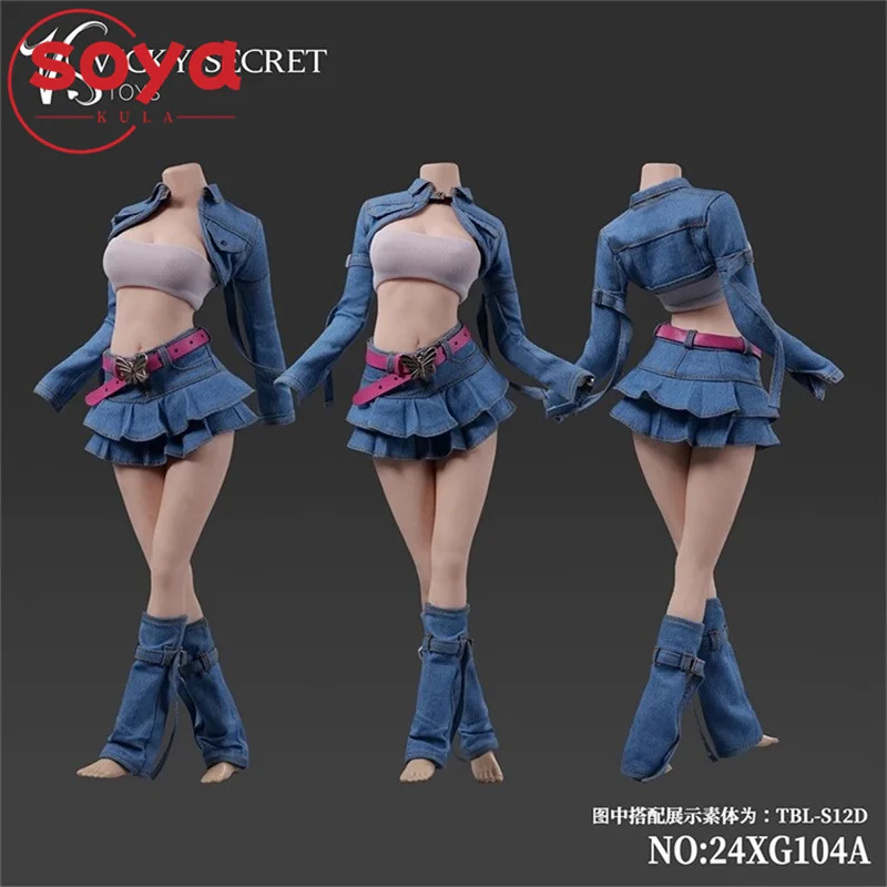 VSTOYS 24XG104-24XG107 chaleco a escala 1/6, pantalones cortos vaqueros, falda, modelo de ropa apto para cuerpo de figura de acción de soldado femenino de 12 pulgadas